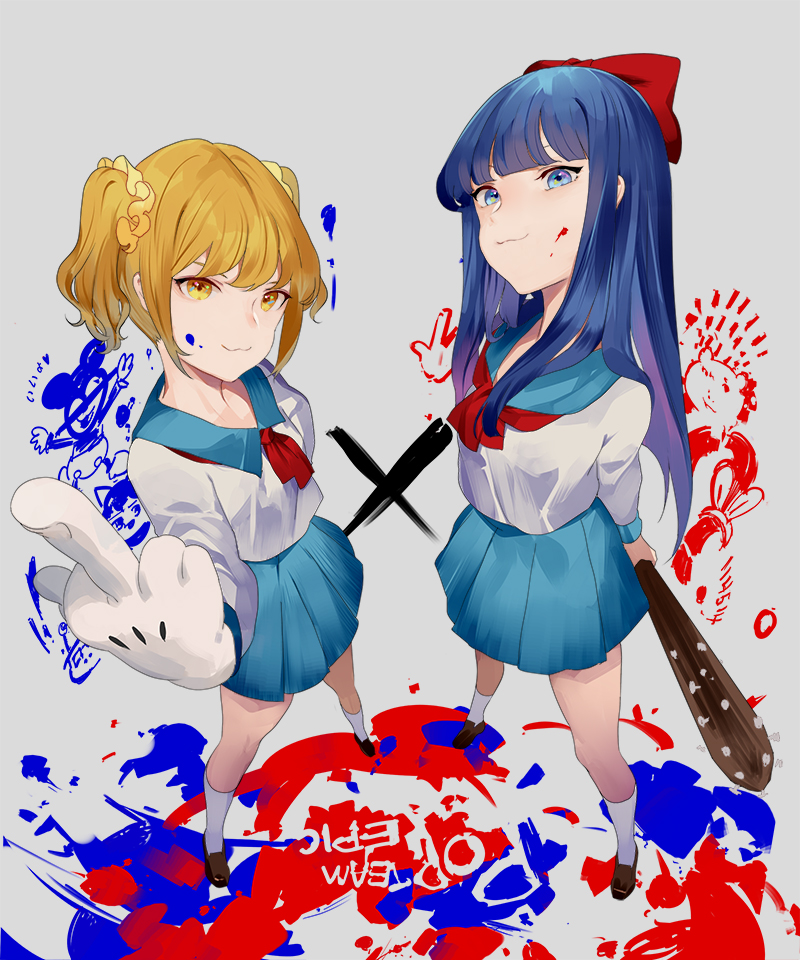 popuko, pipimi, and mickey mouse (poptepipic and 1 more) drawn by reeh_(yukuri130)
