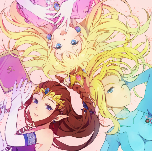 princess zelda, princess peach, and samus aran (the legend of zelda and 4 more) drawn by azkn