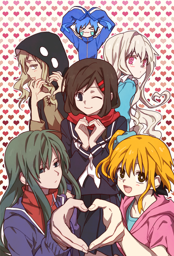 tateyama ayano, kozakura marry, kido tsubomi, ene, kano shuuya, and 1 more (kagerou project) drawn by kangmoro