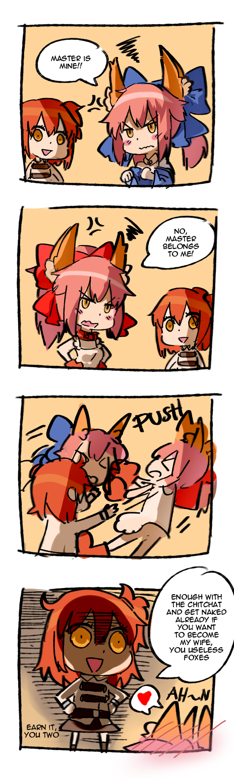 fujimaru ritsuka, tamamo, tamamo no mae, and tamamo cat (fate and 2 more) drawn by drawfag