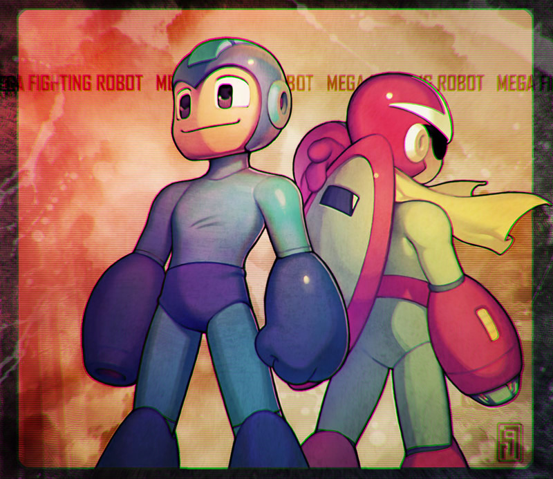 mega man and proto man (mega man) drawn by salamandros