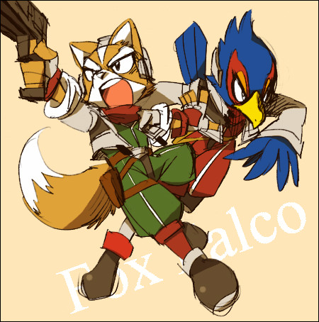 fox mccloud and falco lombardi (super smash bros. and 1 more) drawn by itaru_souga