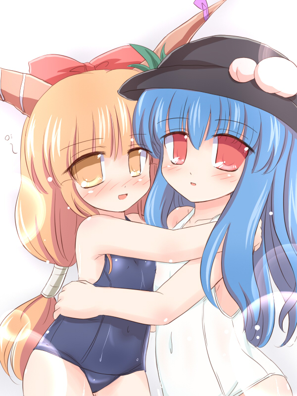 hinanawi tenshi and ibuki suika (touhou) drawn by ry_(yagoyago)
