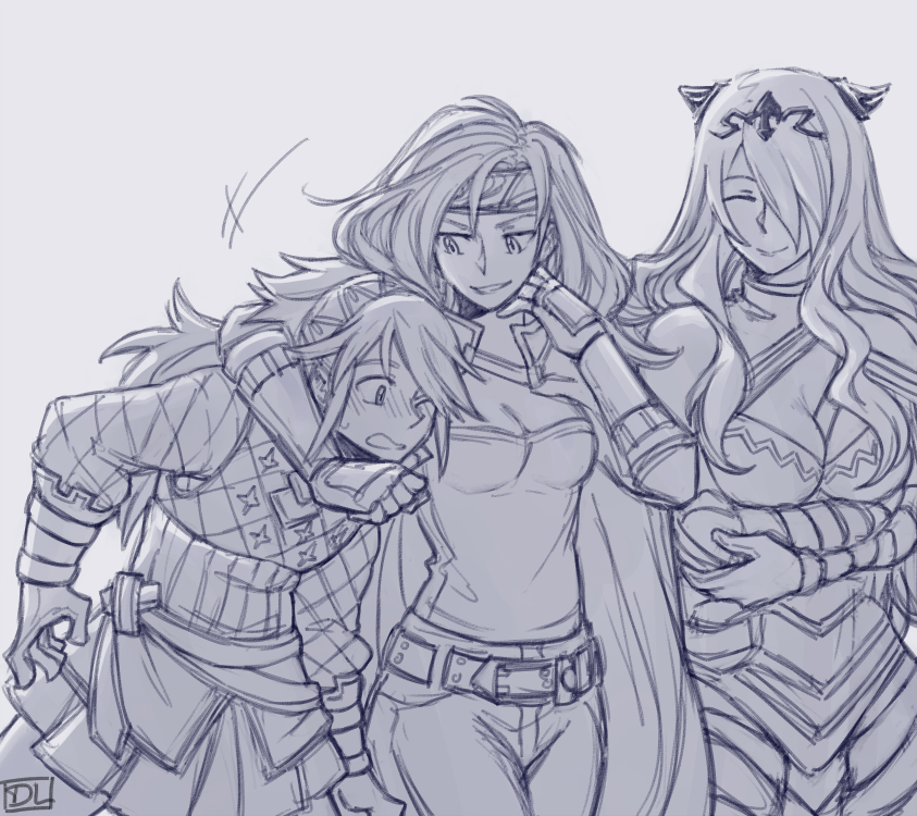 camilla, soleil, and heather (fire emblem and 2 more) drawn by dlanon