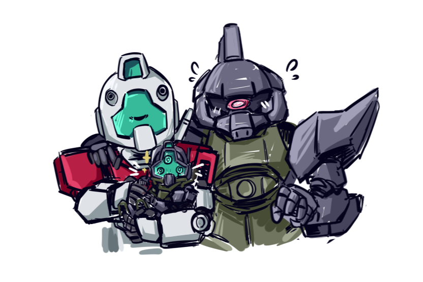 gm and gelgoog (gundam and 2 more) drawn by galatica_083