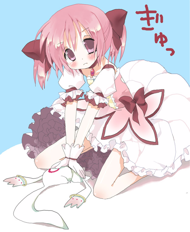 kaname madoka and kyubey (mahou shoujo madoka magica) drawn by kuzuhara_rina