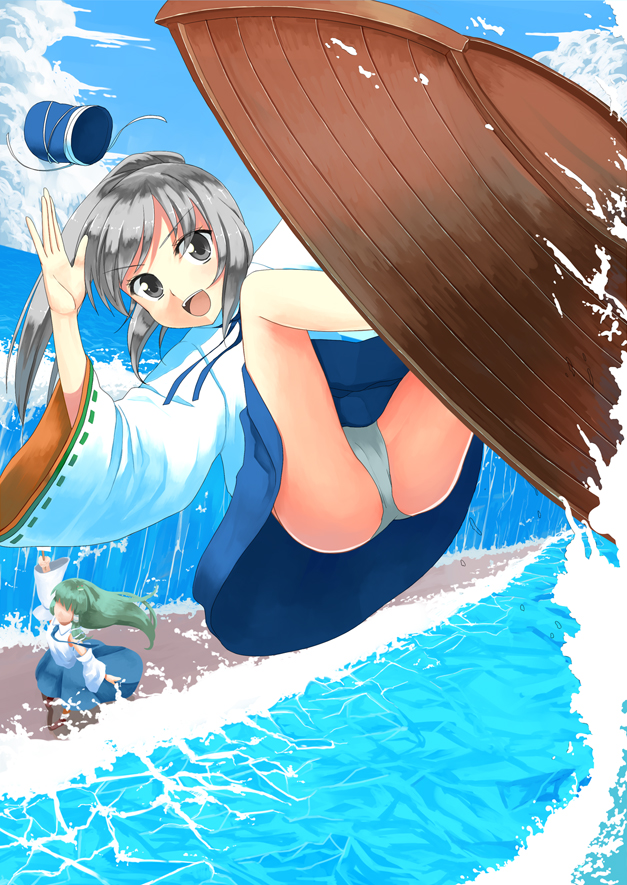 kochiya sanae and mononobe no futo (touhou) drawn by b-ginga