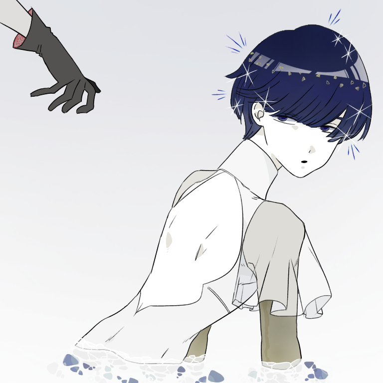 phosphophyllite and antarcticite (houseki no kuni) drawn by hikurage_(hikurage10)