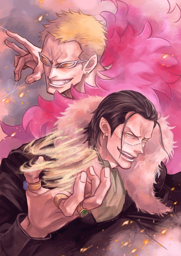 donquixote doflamingo and crocodile (one piece) drawn by arisue_kanako