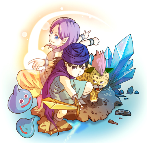 slime, hero, borongo, and bella (dragon quest and 1 more) drawn by yoshicoooo