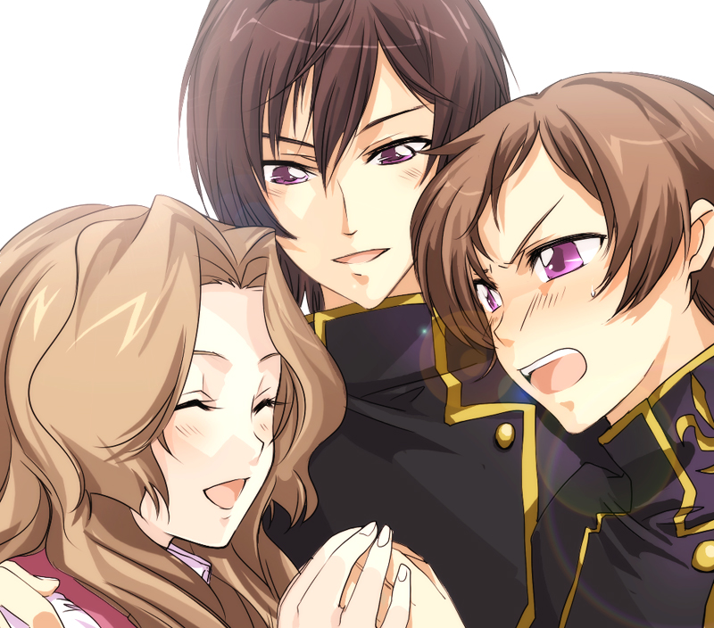 lelouch vi britannia, nunnally vi britannia, and rolo lamperouge (code geass) drawn by sasai_saki