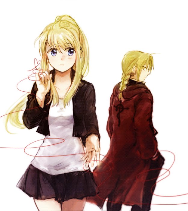 edward elric and winry rockbell (fullmetal alchemist) drawn by tsukuda0310