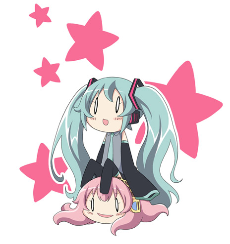 hatsune miku, megurine luka, and takoluka (vocaloid) drawn by dekosuke