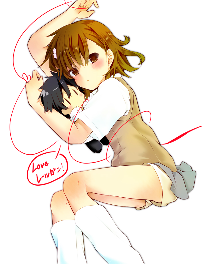 misaka mikoto and kamijou touma (toaru majutsu no index and 1 more) drawn by yuihira_asu