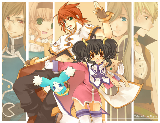 tear grants, luke fon fabre, anise tatlin, natalia luzu kimlasca lanvaldear, jade curtiss, and 3 more (tales of and 1 more) drawn by kurot