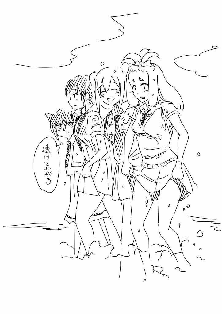 kuroki tomoko, tamura yuri, nemoto hina, and okada akane (watashi ga motenai no wa dou kangaetemo omaera ga warui!) drawn by katakoriku