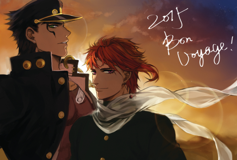 kujo jotaro and kakyoin noriaki (jojo no kimyou na bouken and 1 more) drawn by pkynocardia
