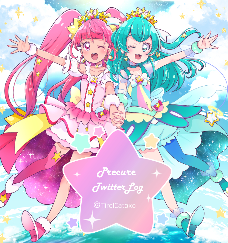 hagoromo lala, hoshina hikaru, cure milky, and cure star (precure and 1 more) drawn by juugoya_neko