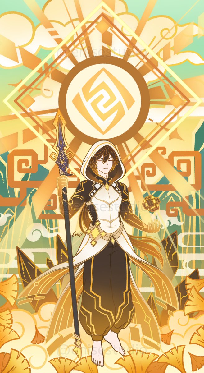 zhongli and rex lapis (genshin impact) drawn by enise