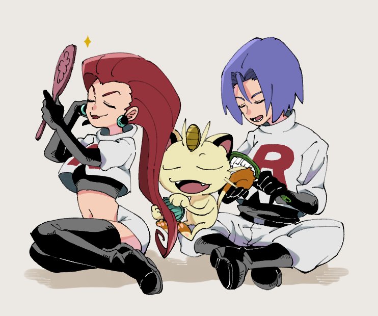 jessie, james, and meowth (pokemon) drawn by tenchou_(sakai)