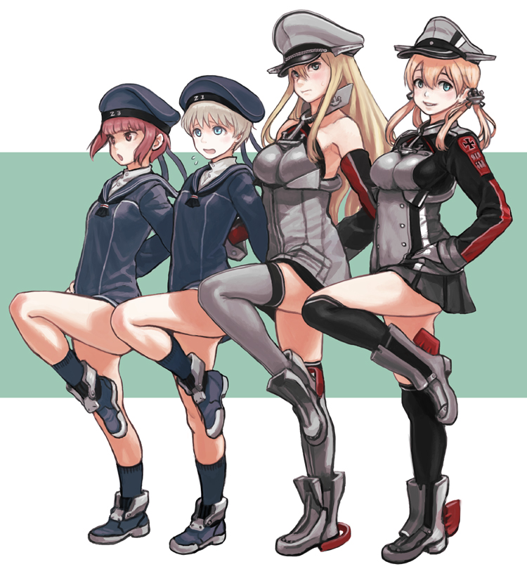 prinz eugen, bismarck, z1 leberecht maass, and z3 max schultz (kantai collection) drawn by gufu_(guffuumu)