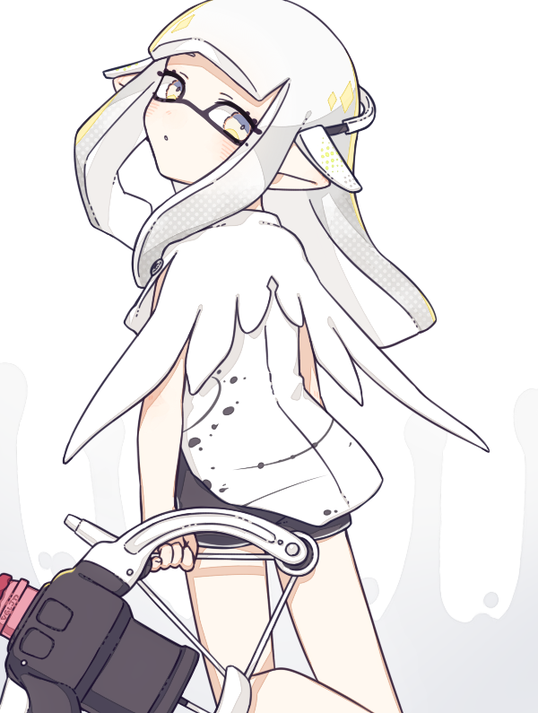inkling player character and inkling girl (splatoon and 1 more) drawn by inuowour