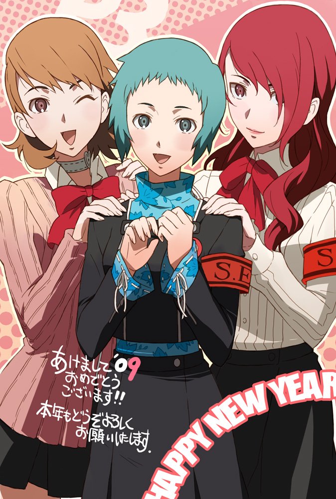 takeba yukari, kirijou mitsuru, and yamagishi fuuka (persona and 1 more) drawn by miyata_ryuuichi