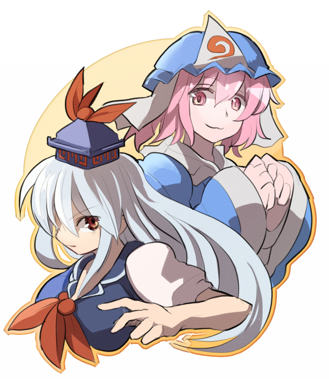 saigyouji yuyuko and kamishirasawa keine (touhou) drawn by citolo