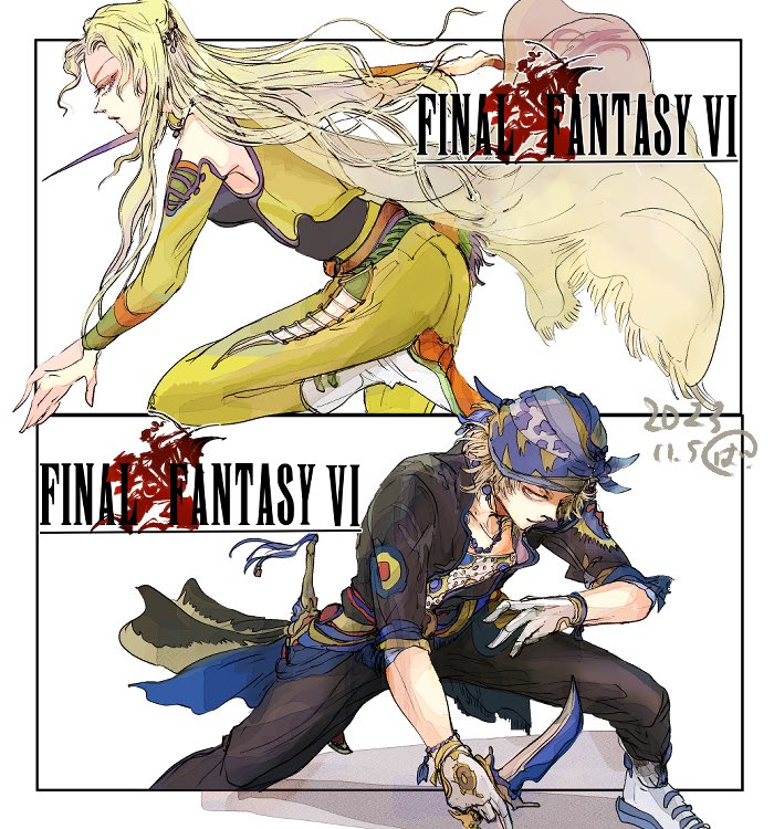 celes chere and locke cole (final fantasy and 2 more) drawn by bykillt