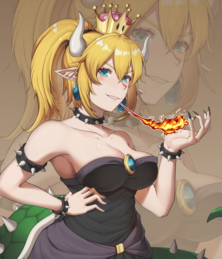 bowsette (mario and 1 more) drawn by er_gou_daoren
