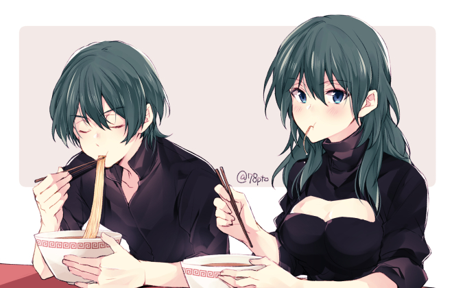 female byleth and male byleth (fire emblem and 1 more) drawn by naho_(pi988y)