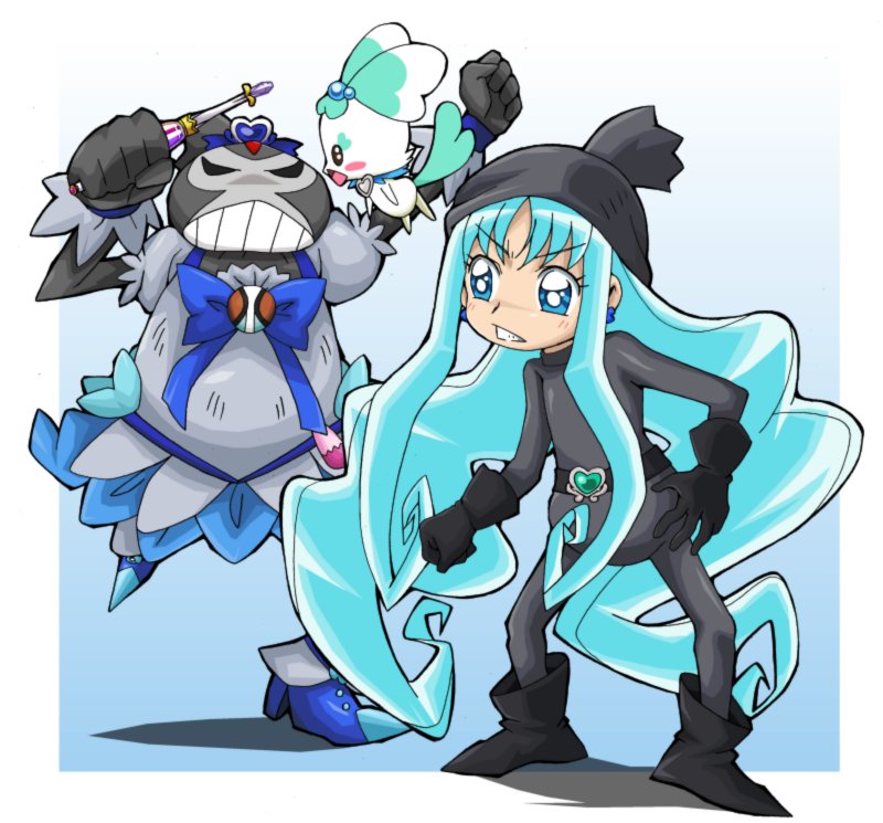 kurumi erika, cure marine, coffret, and snackey (precure and 1 more) drawn by fukushima_masaru