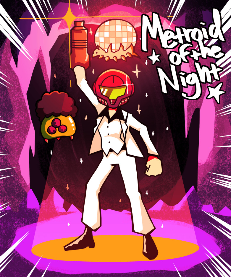 samus aran, metroid, and metroid larva (metroid and 1 more) drawn by setz