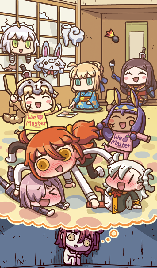 artoria pendragon, saber, mash kyrielight, fujimaru ritsuka, jeanne d'arc, and 5 more (fate and 1 more) drawn by riyo_(lyomsnpmp)