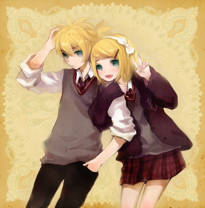 kagamine rin and kagamine len (vocaloid) drawn by shell_(shell518)