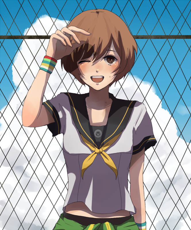 satonaka chie (persona and 1 more) drawn by habibu