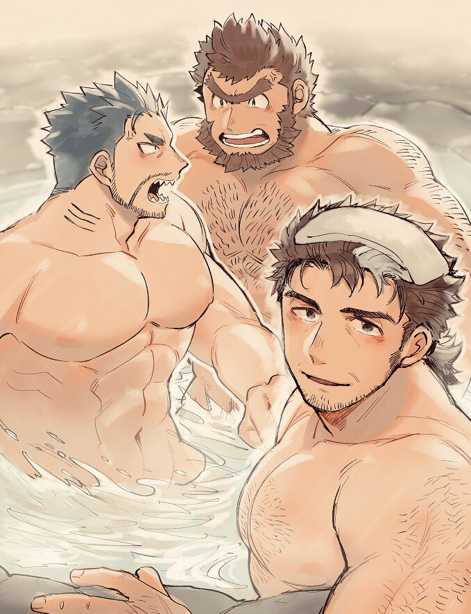 mononobe kyoma, triton, and jinn (tokyo afterschool summoners) drawn by hozu_(hozumi)