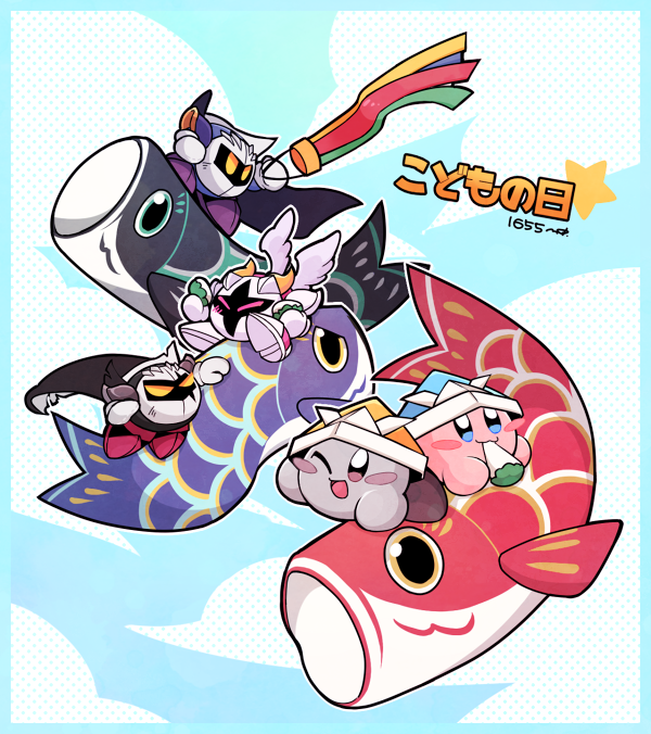 kirby, meta knight, galacta knight, dark meta knight, and shadow kirby (kirby) drawn by midooka_(o_k_k)