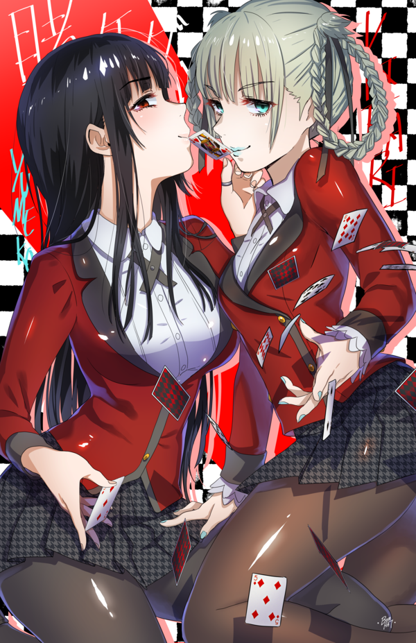 jabami yumeko and momobami kirari (kakegurui) drawn by bomhat