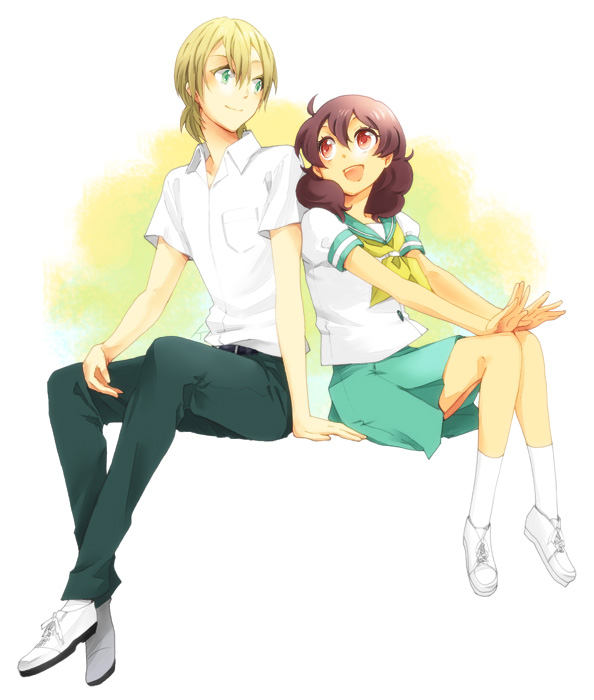 oochi takahiro and misaki tomoko (sakanami no machi) drawn by k-mame