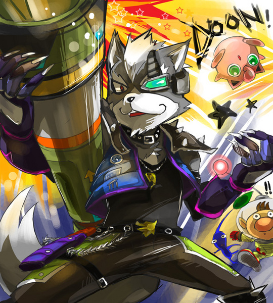 jigglypuff, olimar, and wolf o'donnell (pokemon and 3 more) drawn by mikami