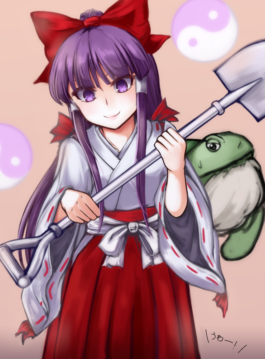 hakurei reimu and genjii (touhou) drawn by riria_(liry_a_flower)