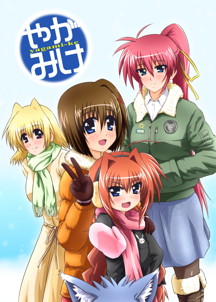 yagami hayate, vita, signum, shamal, and zafira (lyrical nanoha and 3 more) drawn by diesel-turbo