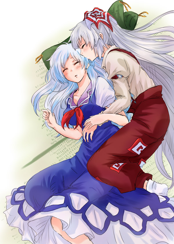 fujiwara no mokou and kamishirasawa keine (touhou) drawn by unya