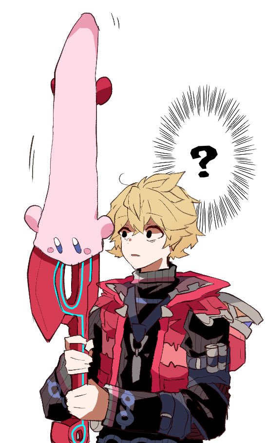 kirby and shulk (xenoblade chronicles and 4 more) drawn by mugimugis