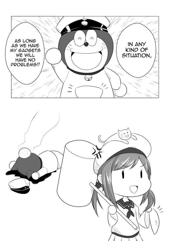 admiral, doraemon, error musume, and batsubyou (kantai collection and 1 more) drawn by wangphing