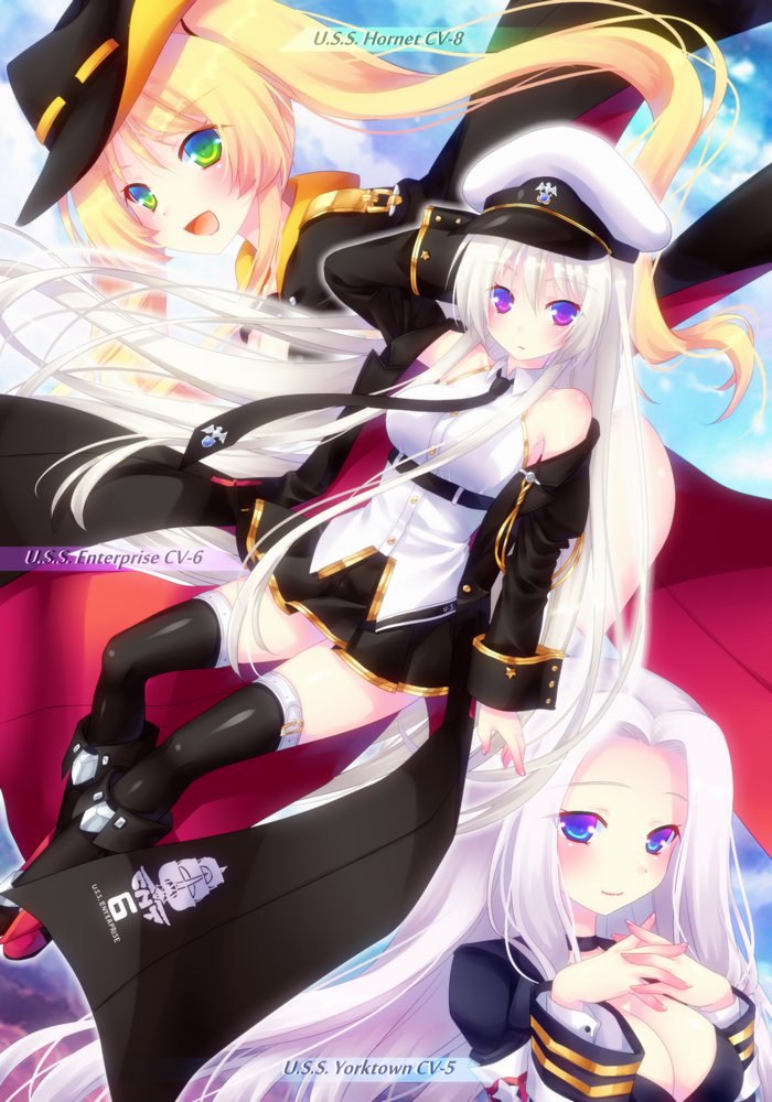 enterprise, yorktown, and hornet (azur lane) drawn by mikoto_(mikoto_r_a)