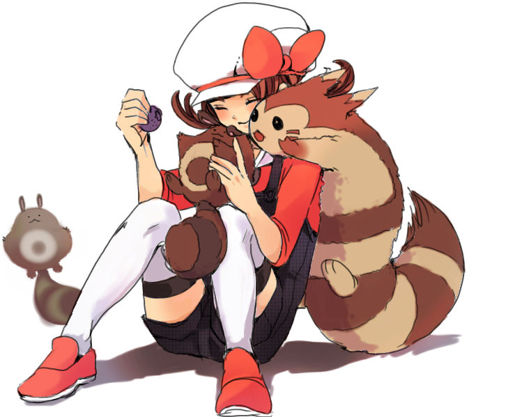lyra, furret, and sentret (pokemon and 1 more) drawn by baikinotoko