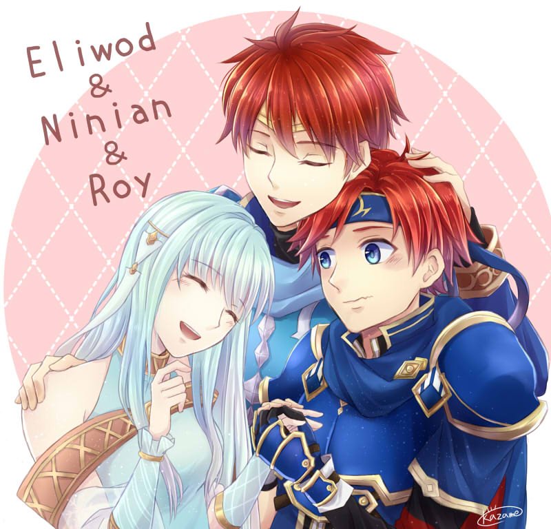 roy, ninian, and eliwood (fire emblem and 3 more) drawn by taiga_kazame