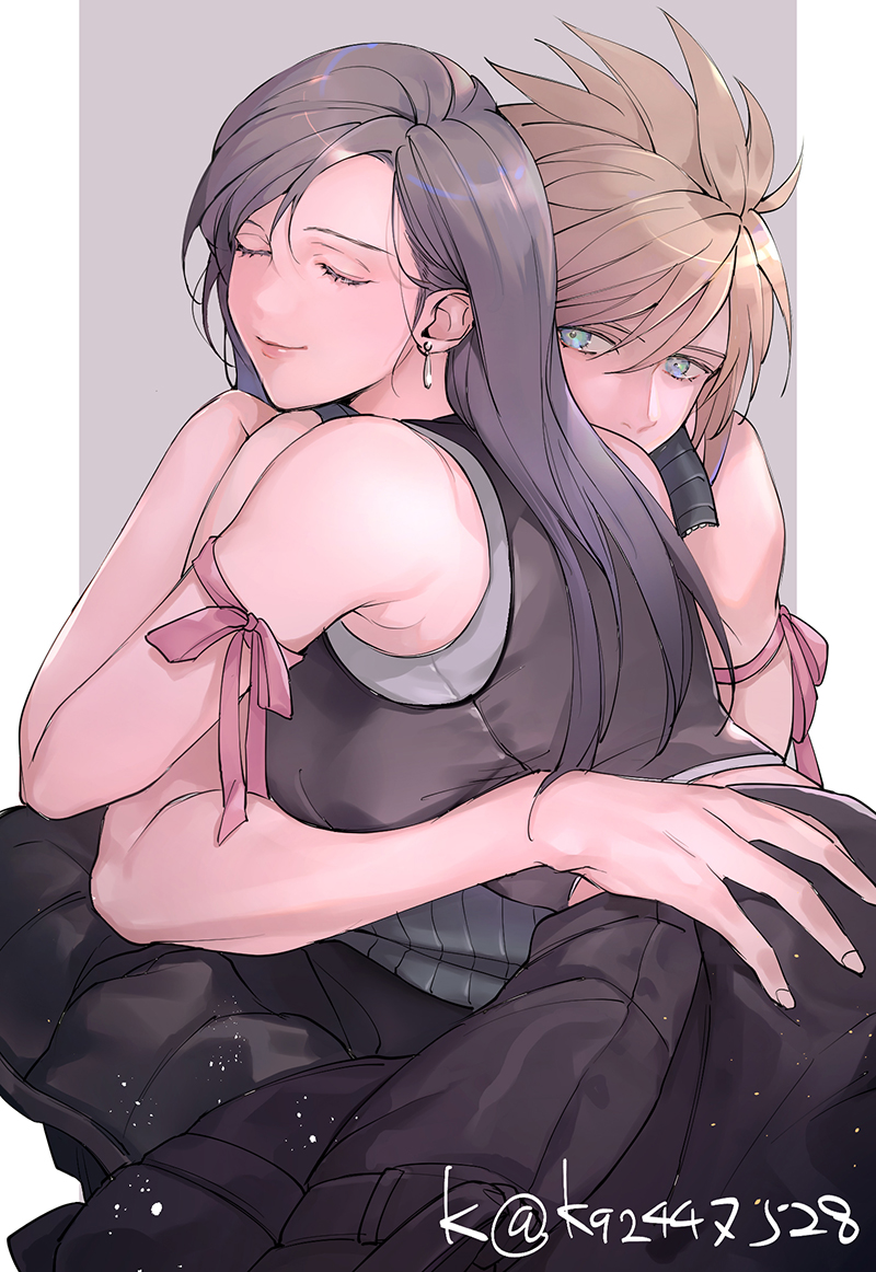 tifa lockhart and cloud strife (final fantasy and 2 more) drawn by mugikoma